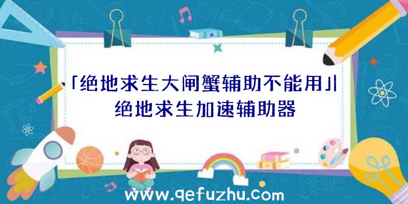 「绝地求生大闸蟹辅助不能用」|绝地求生加速辅助器